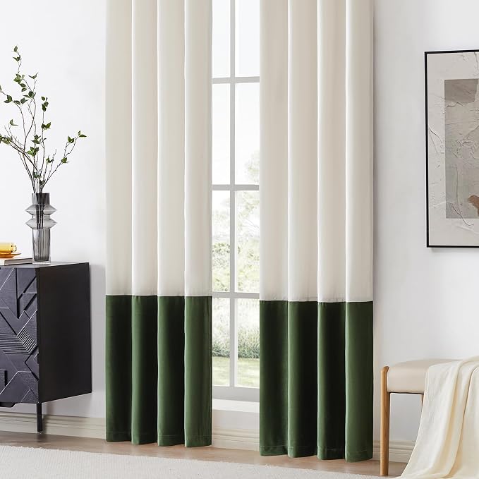 BULBUL Luxury Ivory Green Curtains 96 inches - Image 4