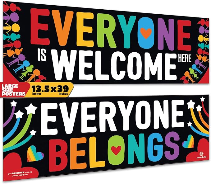 Sproutbrite 2 Welcome Educational Posters & Chart Welcome Banner 13.5"x39" by Sproutbrite