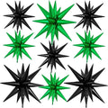 9Pcs Green and Black Star Balloons, Large Explosion Foil Balloons, Metallic by Dagelar