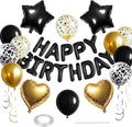 27 Pcs Black Gold Birthday Decorations, 3D Letters Black Happy Birthday Balloon by WEIKA