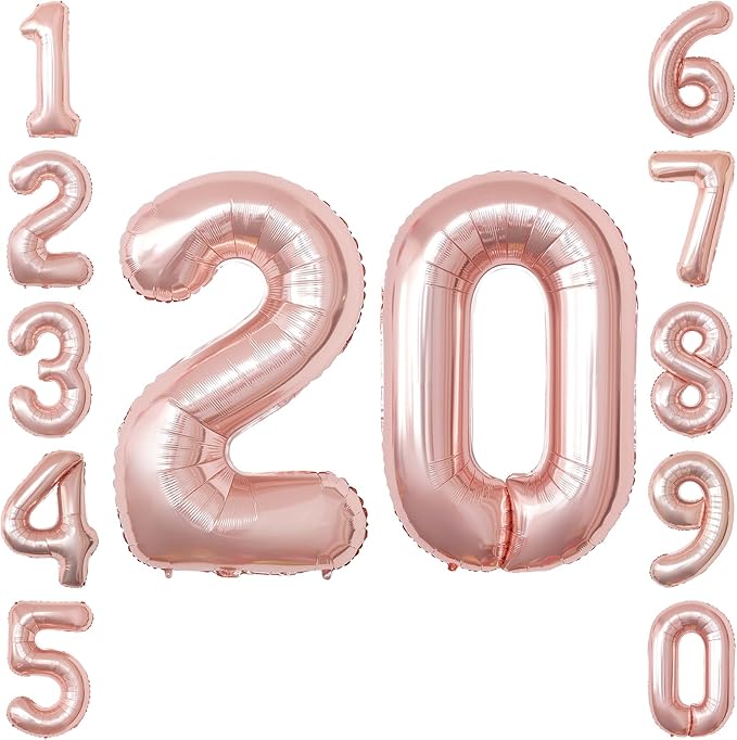 Rose Gold Number 20 Balloon 40 Inch, Glossy Foil Pair by Unknown