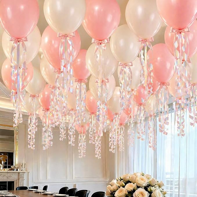 Gejoy 60 Pcs Pink Bow Birthday Party Decoration Set 12inch Pastel Balloons | by Gejoy