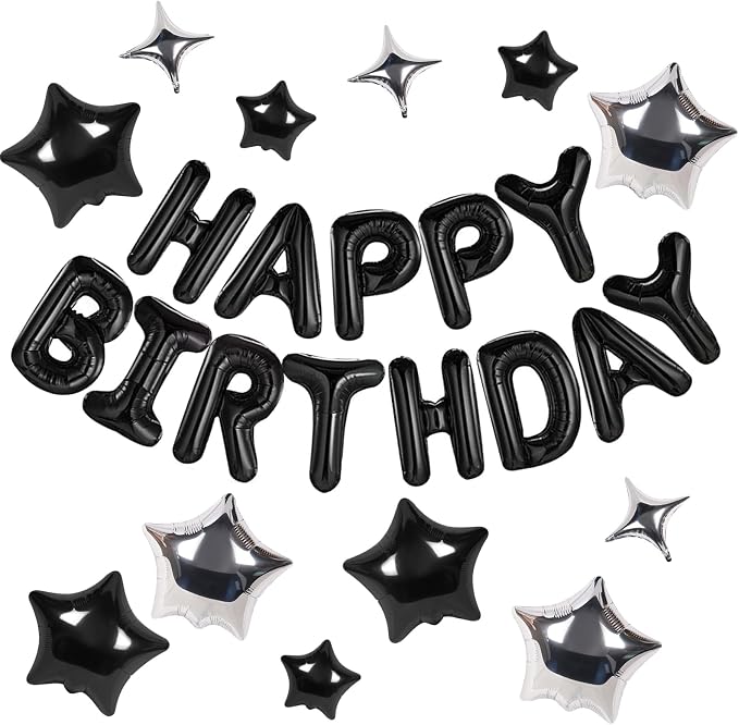 CANREVEL Happy Birthday Banner Decorations + 12Pcs Star Balloons, by CANREVEL