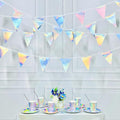 33Ft Iridescent Party Decoration Holographic Fabric Triangle Pennant Banner by pinkblume