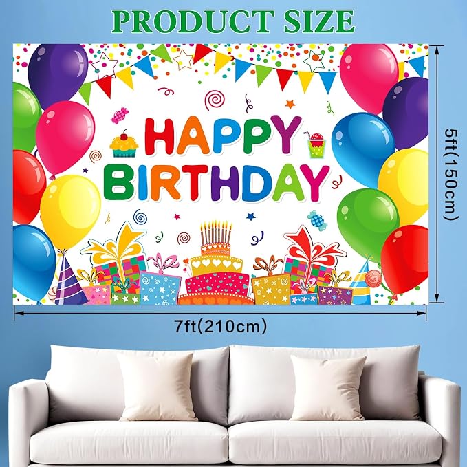 Happy Birthday Backdrop Banner Colorful Birthday Decorations Large Yard Sign - Image 2