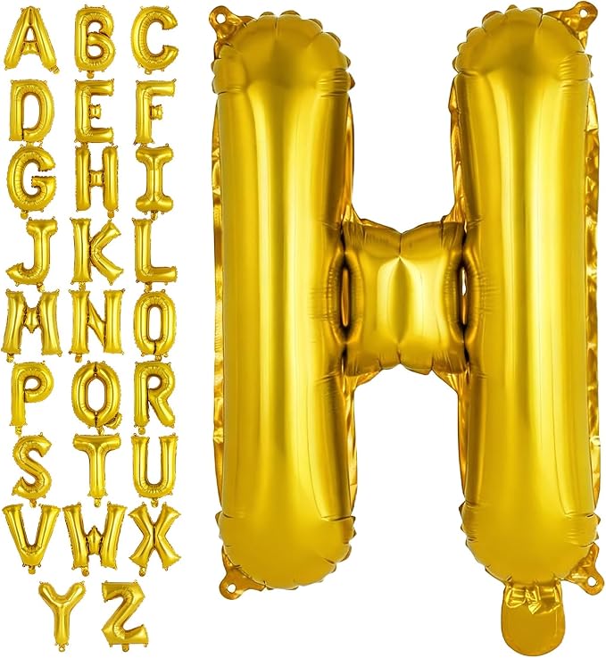 Gold Letter H Balloons, 40 Inch Large Foil Letter Balloons, Custom Phrase by YOTHORN