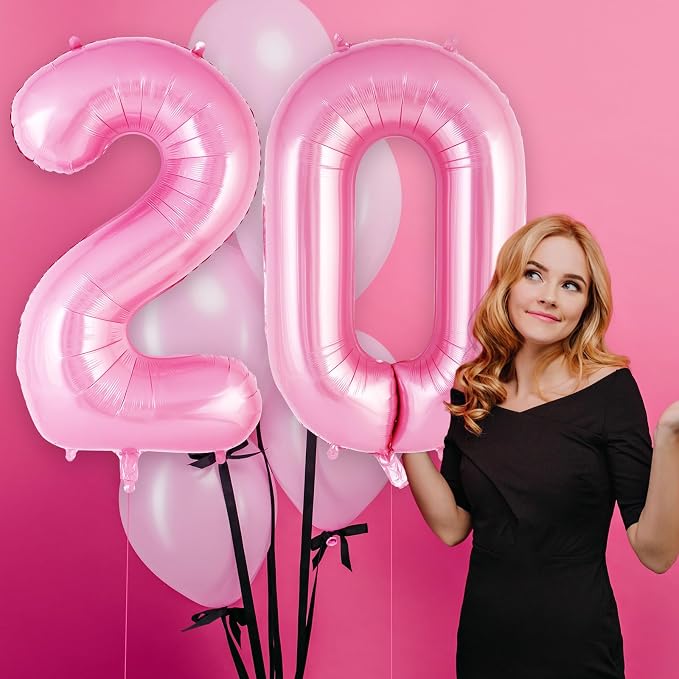 Pink Number 20 Balloon, 40 Inch Big Large Foil Helium Number Balloons, Giant - Image 5