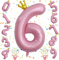 Large Number 6 Balloons, Light Pink 40 Inch Foil Number Balloon by Isndare