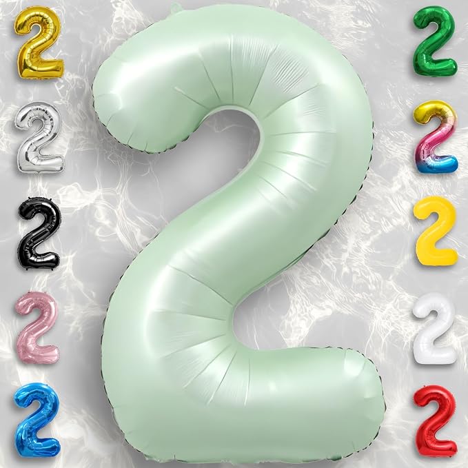 Green Number Balloon 2 Mylar Foil Balloons 32 inch - Image 3