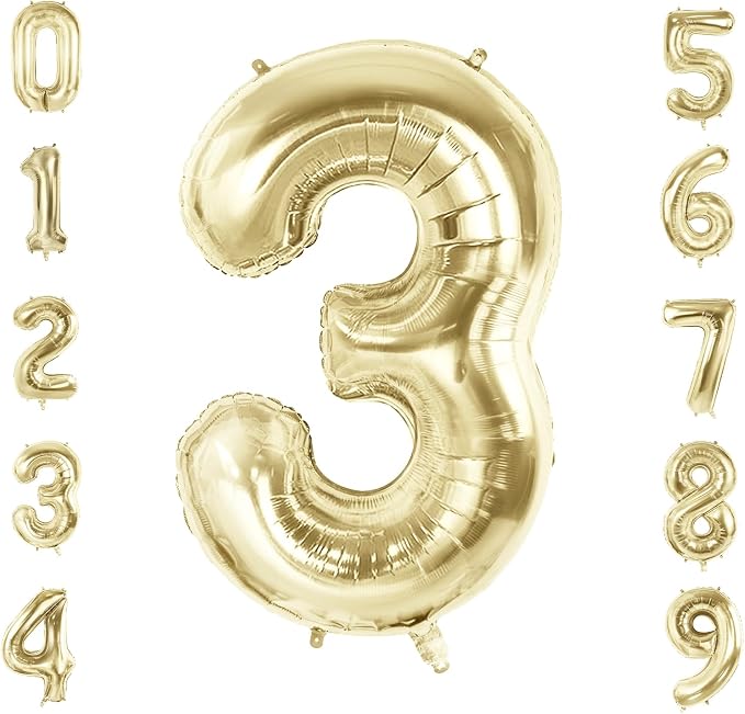 Number 3 Balloons for 3th Birthday Party Decorations, 40 Inch 0-100 Anniversary by Joycard