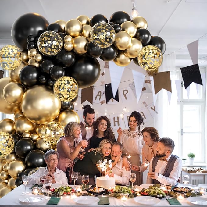 MEBAY 155Pcs Black and Gold Balloon Garland Arch Kit - Image 5