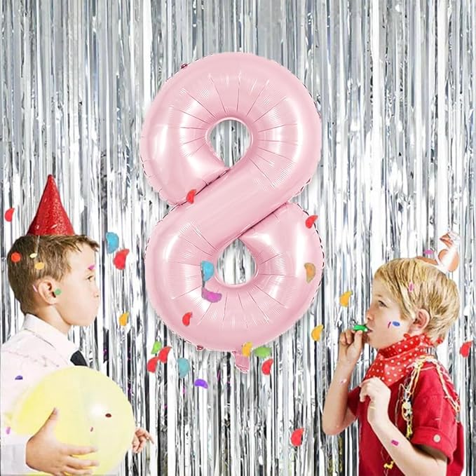 TONIFUL 40 Inch Pastel Pink Number 8 Balloons Large Foil 8th Birthday Decor | - Image 5