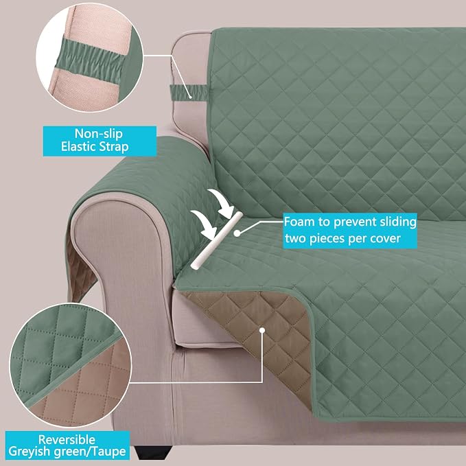 U-NICE HOME Reversible Oversized 28''Chair Covers, Pet Friendly, Elastic Straps - Image 3