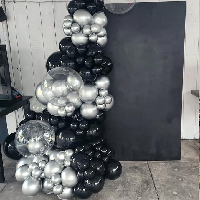 Black and Silver Balloons Arch Kit, 18 12 10 5 inch, Graduation, Anniversary - Image 6