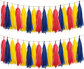 Yellow Red and Blue Tassel Garland Banner, 30 Pack Paper Tassels Streamers by SIPRKAICT