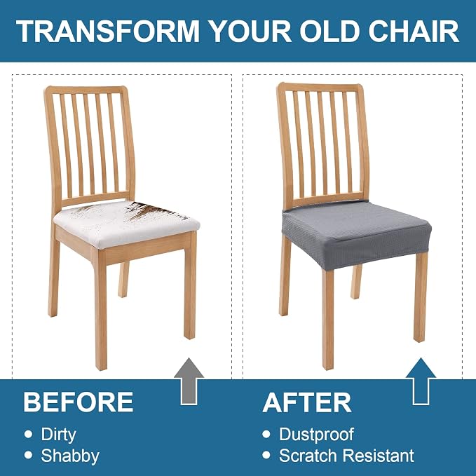 Smiry Waterproof Seat Covers for Dining Room Chairs, No Rear Covers | Stretch - Image 7