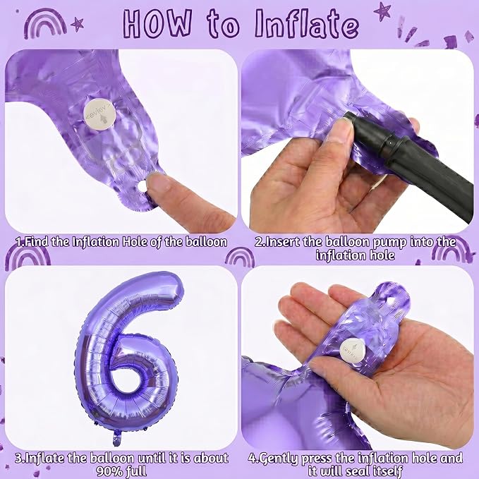 Purple Number 16 Balloon 40 Inch, Large Metallic Lavender Mylar Foil 16 Balloons - Image 5