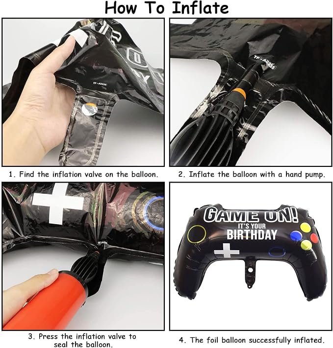 5 Pieces Video Game Party Balloons, Giant Video Game Controller Mylar Foil - Image 3