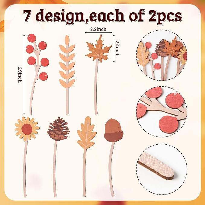 TICIAGA Autumn Leaves Wooden Picks - Image 2