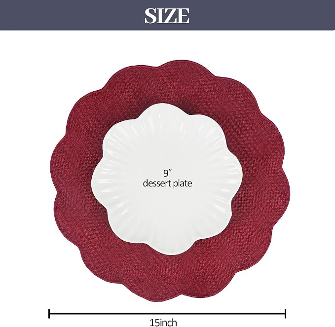 AHHFSMEI Round Faux Linen Placemats Set of 8 Heat Resistant Non-Slip Stain - Image 2