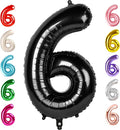 6 Balloon Numbers Birthday Decorations, 40In Black Balloons by Mluchee