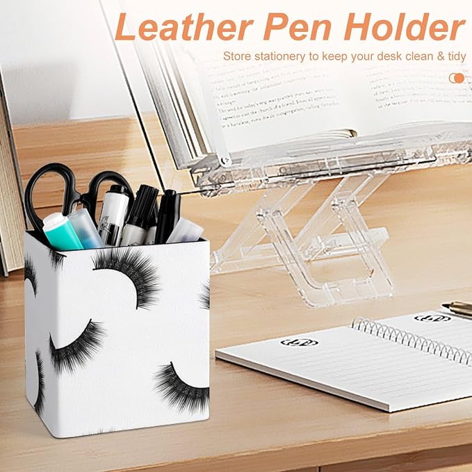Pen Holder Black Eyelash White, Desk Accessories Pencil Cup - Image 4