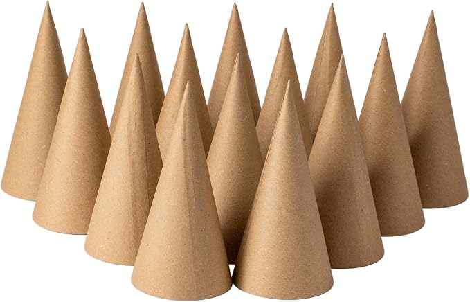Crafjie 14PCS Paper Mache Cones Open Bottom 5.9 x 2.75in, Paper Cone by Crafjie