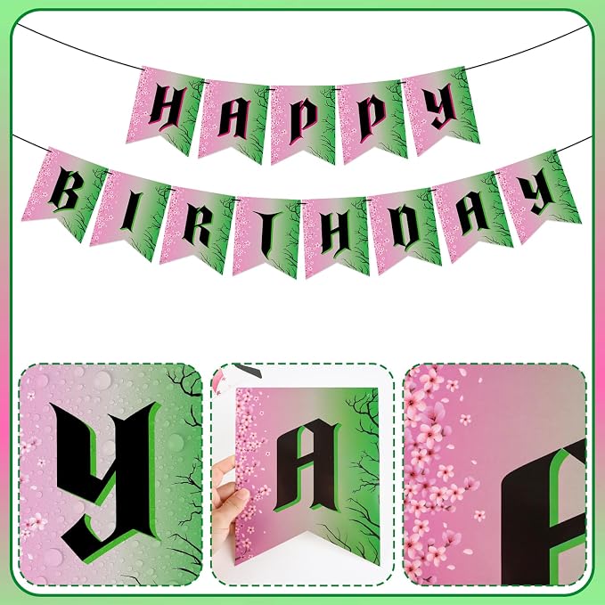 Witch Theme Birthday Party Decorations Happy Birthday Banner Garland Pink and - Image 3