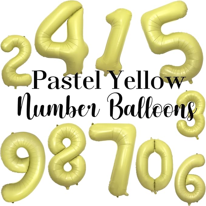 Pastel Yellow Number 2 Balloon 40 Inch Light Yellow Foil Number Balloons 2nd - Image 3