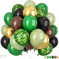 Green and Brown Balloons, 12 Inch Camo Balloons Brown, Sage Green and Metallic by Adorely