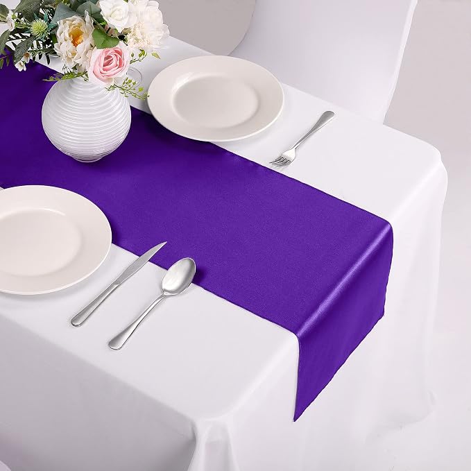 15-Pack Satin Table Runner Purple 12 x 108 inches Long, Table Runners - Image 6