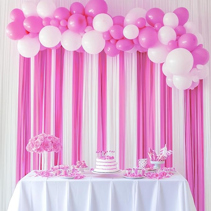 6 Pink & White Crepe Paper Streamers, 492ft Pack of Party Decorations | Each - Image 5