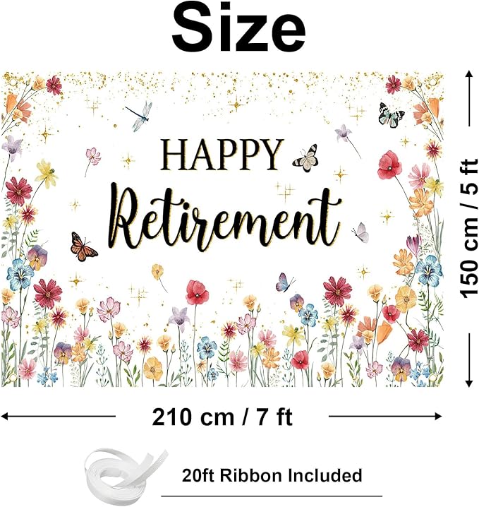 Happy Retirement Banner Wildflower Themed Happy Retirement Party Decorations - Image 2