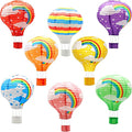 8 Pcs Rainbow Hot Air Balloon Paper Lanterns, 12 in Hanging Ceiling Decor | by YIOTJUNL