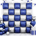 Metallic Navy Blue and Silver Double Sided Square Foil Balloons Wall, 19 Inches by FEYG