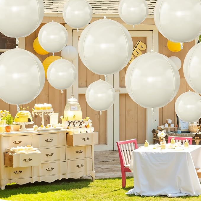 12Pcs Cream White Round Foil Balloons - Image 4