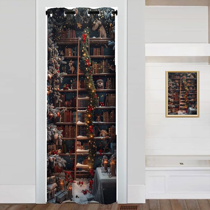 Christmas Bookshelf Door Curtain by Unknown