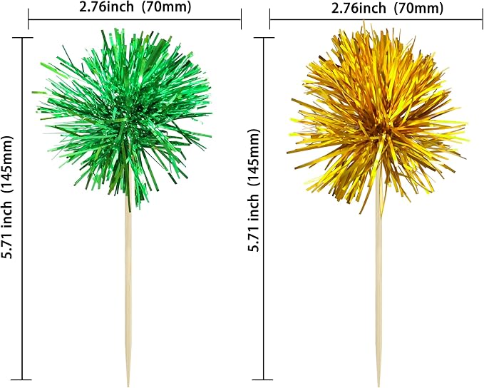 Gyufise 30Pcs Foil Firework Cupcake Toppers Sparkle Tinsel Cake Toppers Tinsel - Image 2