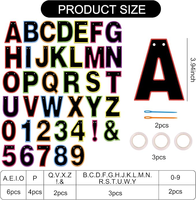 BEISHIDA Rainbow Black 116 PCS A-Z DIY Letter Custom Banner Party Decor | 111 - Image 3