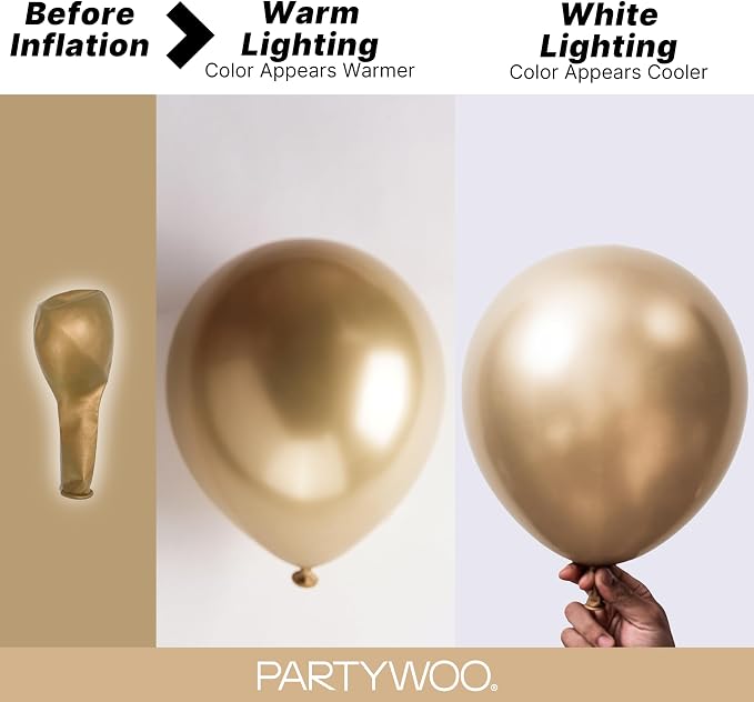 PartyWoo Metallic Gold Balloons 128pcs Different Sizes of 18 12 10 5 Inch - Image 3