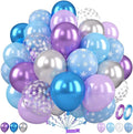 Frozen Balloons, 12 Inch Blue and Purple Balloons, Metallic Silver Blue Frozen by Saxuxu
