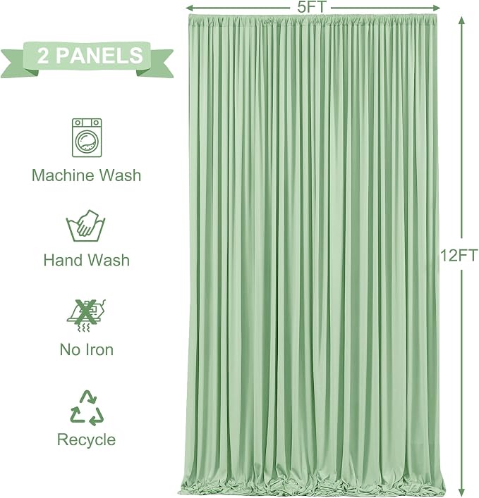 10x12 Sage Green Backdrop Curtains - Image 5