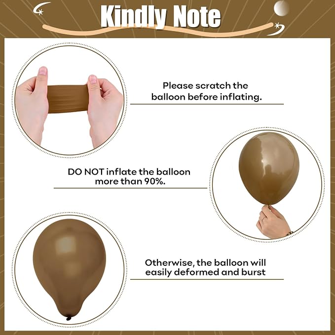 HILAVO Brown Gold Balloons, 12 inch Double Stuffed Brown Gold and Cream Beige - Image 8