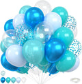 Ocean Balloons, 12 Inch Teal Blue Pearl Blue Metallic Blue Clear Balloons and by FEYG