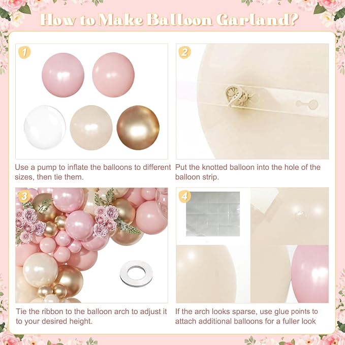 Pink and Gold Balloon Arch Kit Pearl Pink Balloon Garland Kit | 126Pcs Pastel - Image 5