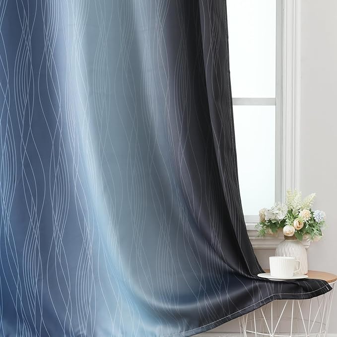 Black and Navy Blue Blackout Curtains - Image 6