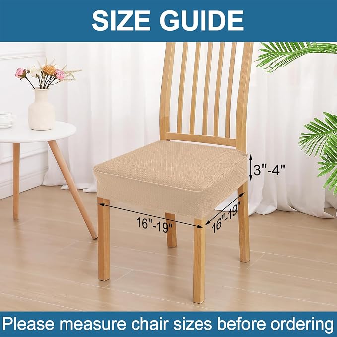 Smiry Waterproof Seat Covers for Dining Room Chairs, No Rear Covers | Stretch - Image 2