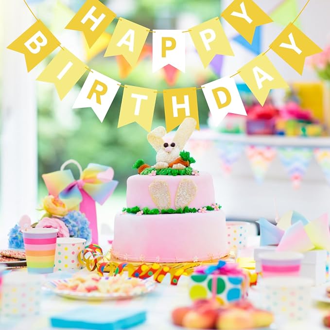 Hooqict Happy Birthday Banner Yellow Birthday Decorations - Image 4
