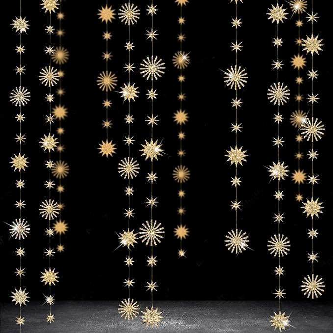 pinkblume Gold Star Party Decorations Kit Sparking Twinkle Star Garland Glitter - Image 7