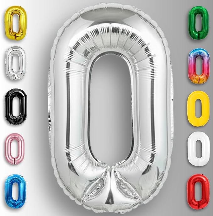 Silver Number Balloon 0 Mylar Foil Balloons 40 inch - Image 4